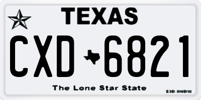 TX license plate CXD6821