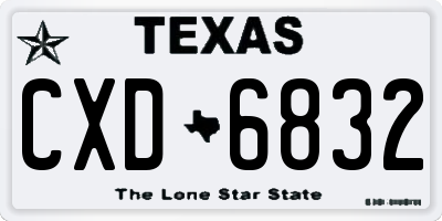 TX license plate CXD6832