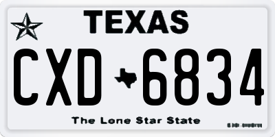 TX license plate CXD6834