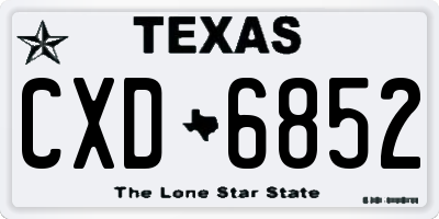 TX license plate CXD6852