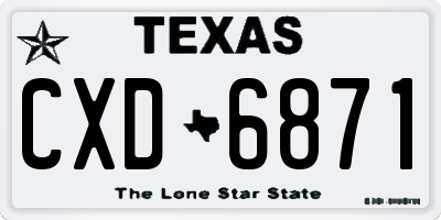 TX license plate CXD6871