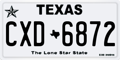 TX license plate CXD6872