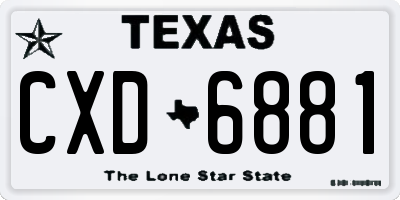 TX license plate CXD6881