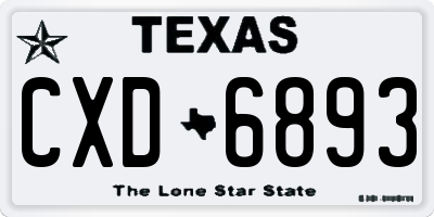 TX license plate CXD6893