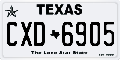 TX license plate CXD6905