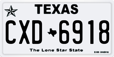 TX license plate CXD6918