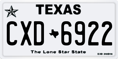 TX license plate CXD6922