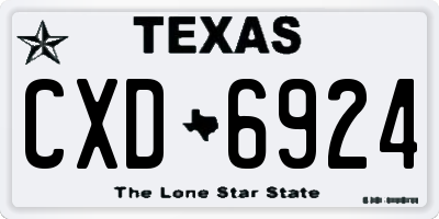 TX license plate CXD6924