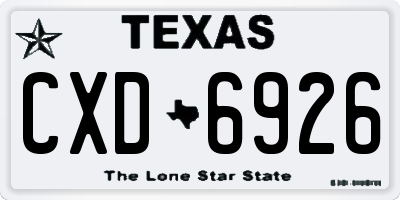 TX license plate CXD6926