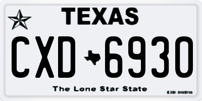 TX license plate CXD6930