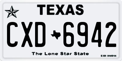 TX license plate CXD6942