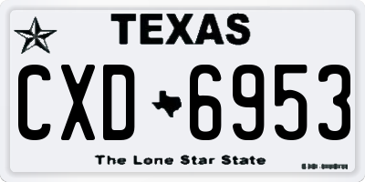 TX license plate CXD6953