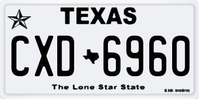 TX license plate CXD6960