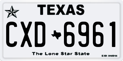 TX license plate CXD6961