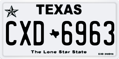 TX license plate CXD6963