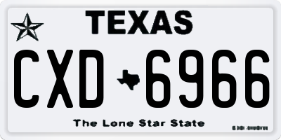 TX license plate CXD6966