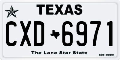 TX license plate CXD6971