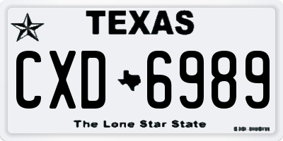 TX license plate CXD6989