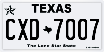 TX license plate CXD7007