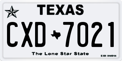TX license plate CXD7021