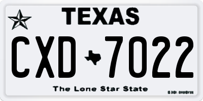 TX license plate CXD7022