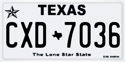 TX license plate CXD7036