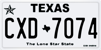 TX license plate CXD7074