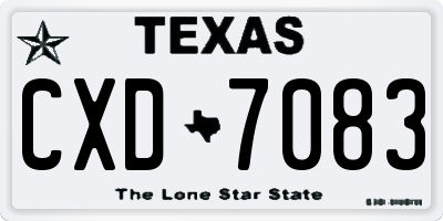 TX license plate CXD7083