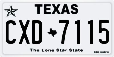 TX license plate CXD7115