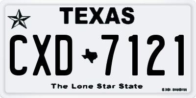 TX license plate CXD7121