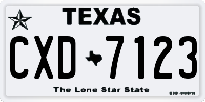 TX license plate CXD7123