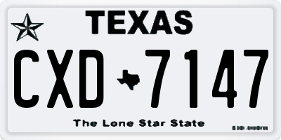 TX license plate CXD7147