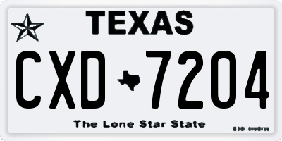TX license plate CXD7204