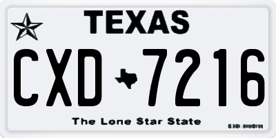TX license plate CXD7216