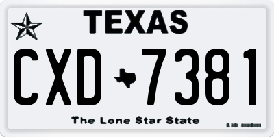 TX license plate CXD7381