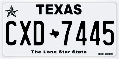 TX license plate CXD7445