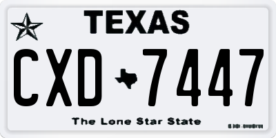 TX license plate CXD7447