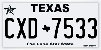TX license plate CXD7533