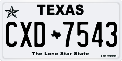 TX license plate CXD7543