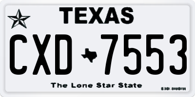 TX license plate CXD7553