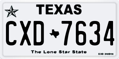 TX license plate CXD7634