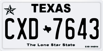 TX license plate CXD7643