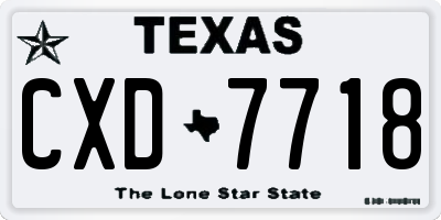 TX license plate CXD7718