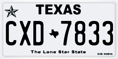 TX license plate CXD7833