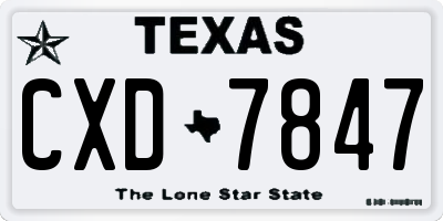 TX license plate CXD7847