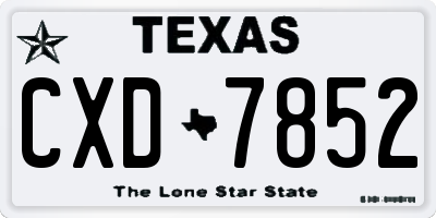 TX license plate CXD7852