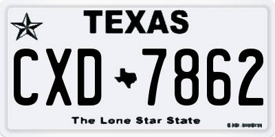 TX license plate CXD7862