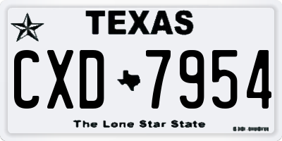 TX license plate CXD7954