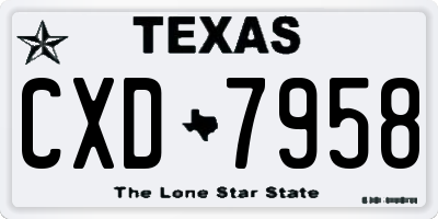 TX license plate CXD7958