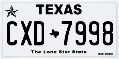 TX license plate CXD7998